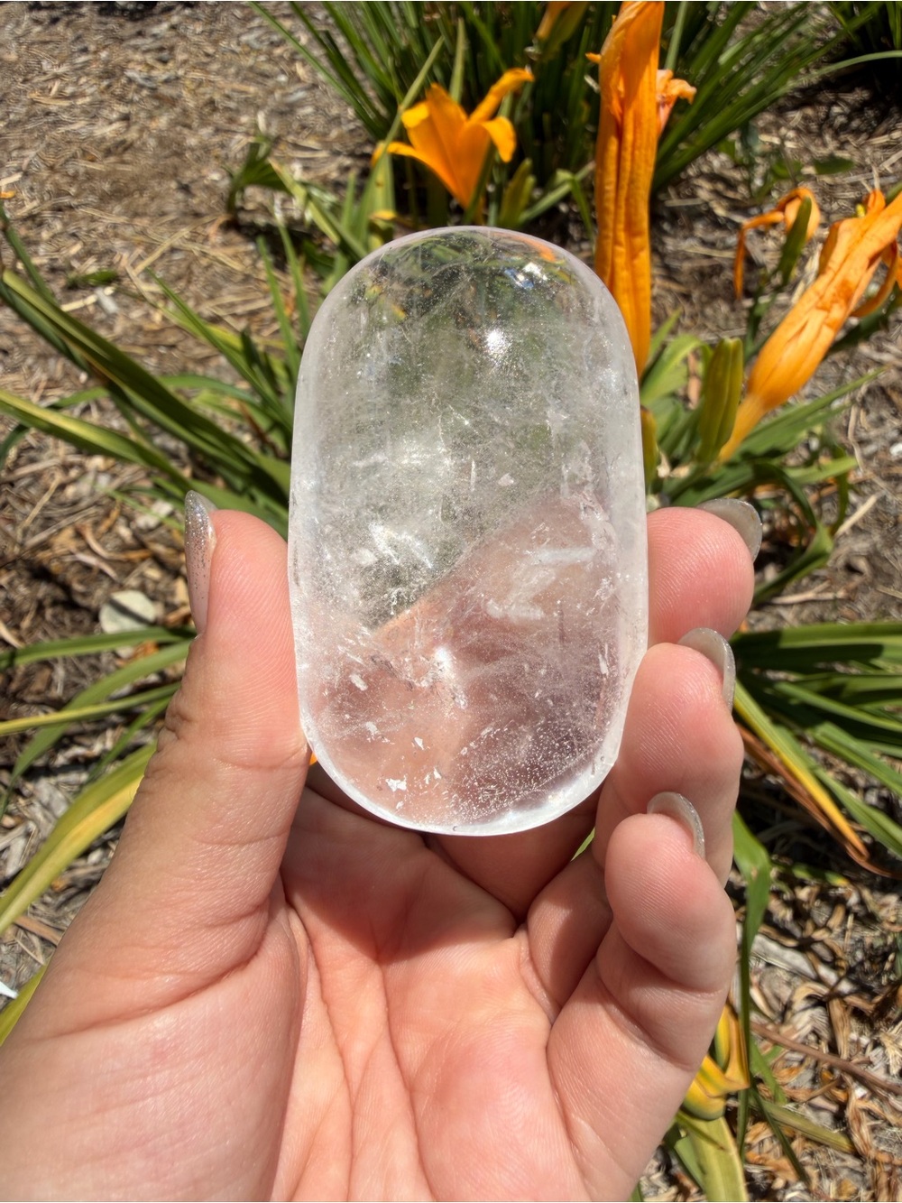 Natural Pakistan Himalayan Clear Quartz Palm Stone, Worry Stone,A596
